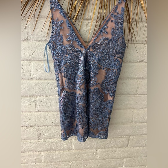 Free People Blue Lace Mini Dress - Picture 4 of 4